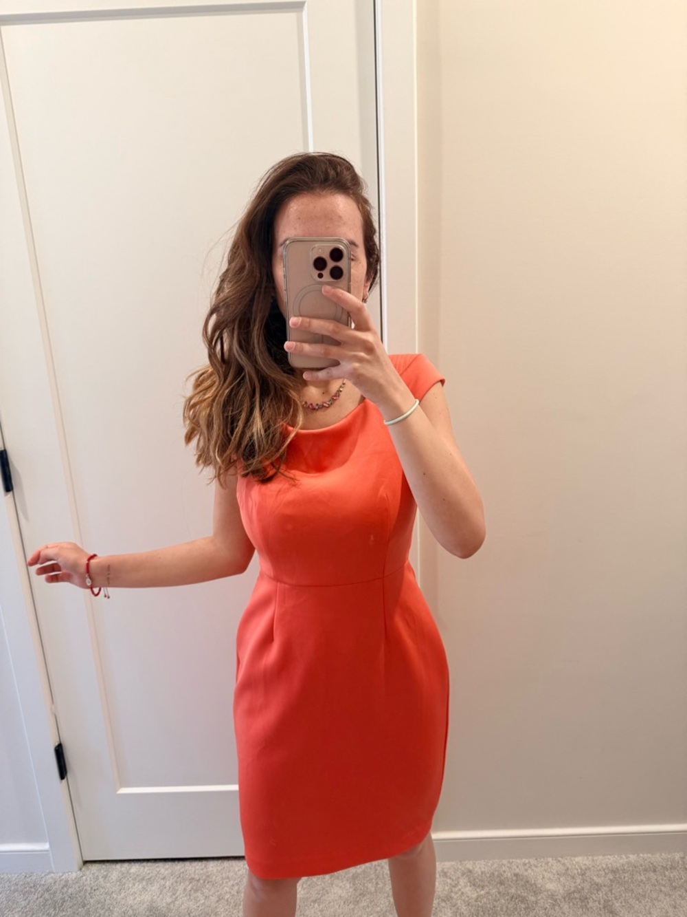 Calvin Klein Coral Cap-Sleeve Sheath Dress